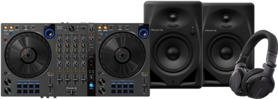 Pioneer DJ DDJ-FLX6 + Pioneer DJ HDJ-CUE1 + Pioneer DJ DM-50D Zwart