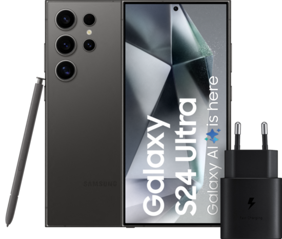Samsung Galaxy S24 Ultra 1TB Zwart 5G + Samsung Snellader 25 Watt Zwart