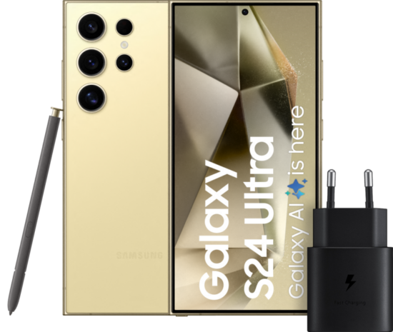 Samsung Galaxy S24 Ultra 256GB Geel 5G + Samsung Snellader 25 Watt Zwart