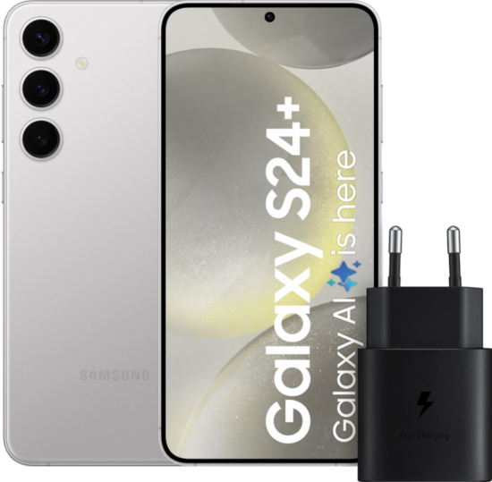 Samsung Galaxy S24 Plus 256GB Grijs 5G + Samsung Snellader 25 Watt Zwart