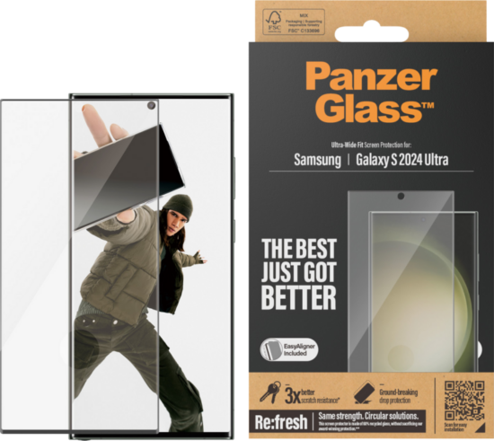 PanzerGlass Ultra-Wide Fit Samsung Galaxy S24 Ultra Screenprotector Glas Zwart