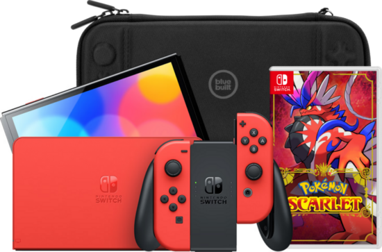 Nintendo Switch OLED Super Mario Editie + Pokémon Scarlet + BlueBuilt Beschermhoes