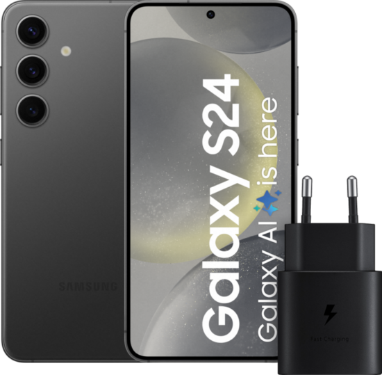 Samsung Galaxy S24 128GB Zwart 5G + Samsung Snellader 25 Watt