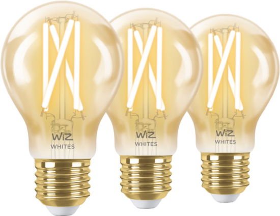WiZ Smart Filament lamp Standaard Goud 3-pack - Warm tot Koelwit Licht - E27