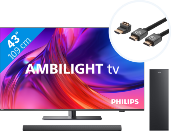 Philips The One 43PUS8808 - Ambilight (2023) + Soundbar + Hdmi kabel