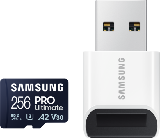 Samsung PRO Ultimate 256 GB (2023) microSDXC + USB lezer