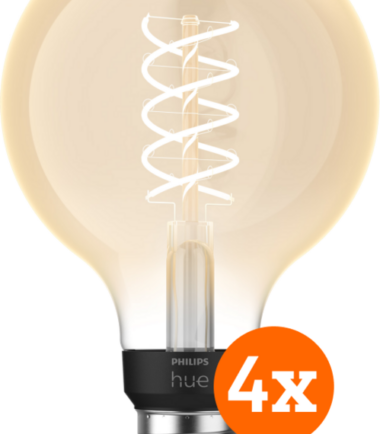 Philips Hue Filamentlamp White Globe E27 4-pack