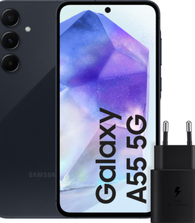 Samsung Galaxy A55 128GB Donkerblauw 5G + Samsung 25 Watt Snellader Zwart
