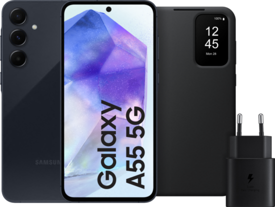 Samsung Galaxy A55 128GB Donkerblauw 5G + Accessoirepakket