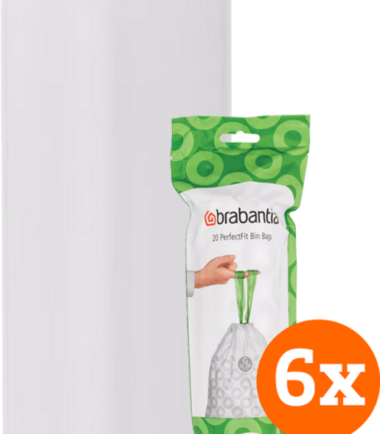 Brabantia Touch Bin 30 Liter White + Vuilniszakken (120 stuks)