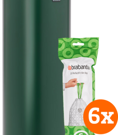 Brabantia Touch Bin 30 Liter Pine Green + Vuilniszakken (120 stuks)
