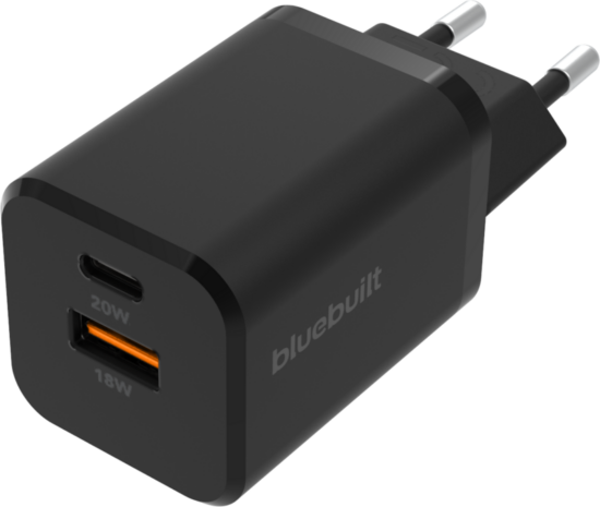 BlueBuilt Power Delivery en Quick Charge Oplader met 2 Usb Poorten 38W Zwart