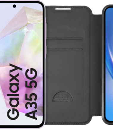 Samsung Galaxy A35 256GB Paars 5G + BlueBuilt Book Case Zwart