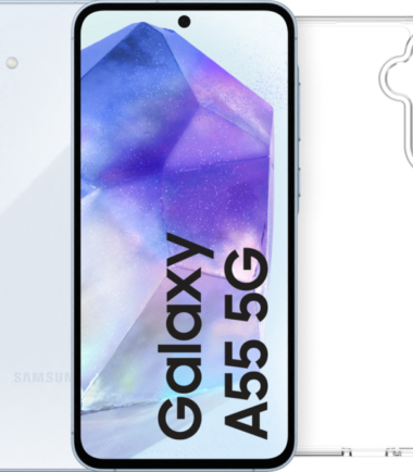Samsung Galaxy A55 128GB Lichtblauw 5G + BlueBuilt Back Cover Transparant