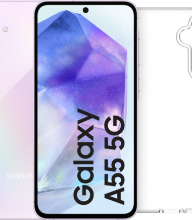 Samsung Galaxy A55 128GB Roze 5G + BlueBuilt Back Cover Transparant