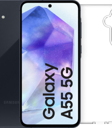Samsung Galaxy A55 128GB Donkerblauw 5G + BlueBuilt Back Cover Transparant