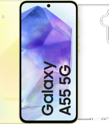 Samsung Galaxy A55 128GB Geel 5G + BlueBuilt Back Cover Transparant