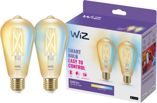 WiZ Edison Filament lamp 2-pack - Warm tot Koelwit Licht - E27