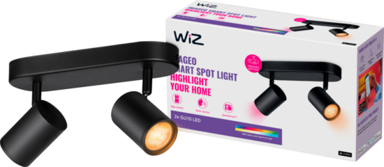 WiZ 2 spot Imageo zwart - Gekleurd en Wit licht - GU10