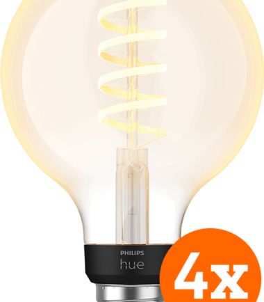 Philips Hue Filamentlamp White Ambiance Globe E27 4-pack
