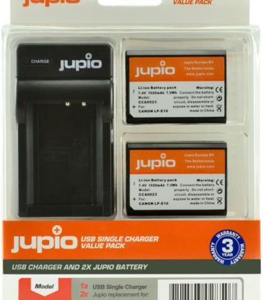 Jupio Kit: Battery LP-E10 (2x) + USB Single Charger