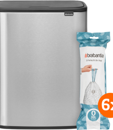 Brabantia Bo Touch Bin 2 x 30 Liter Rvs Fingerprint Proof + Vuilniszakken (120 stuks)