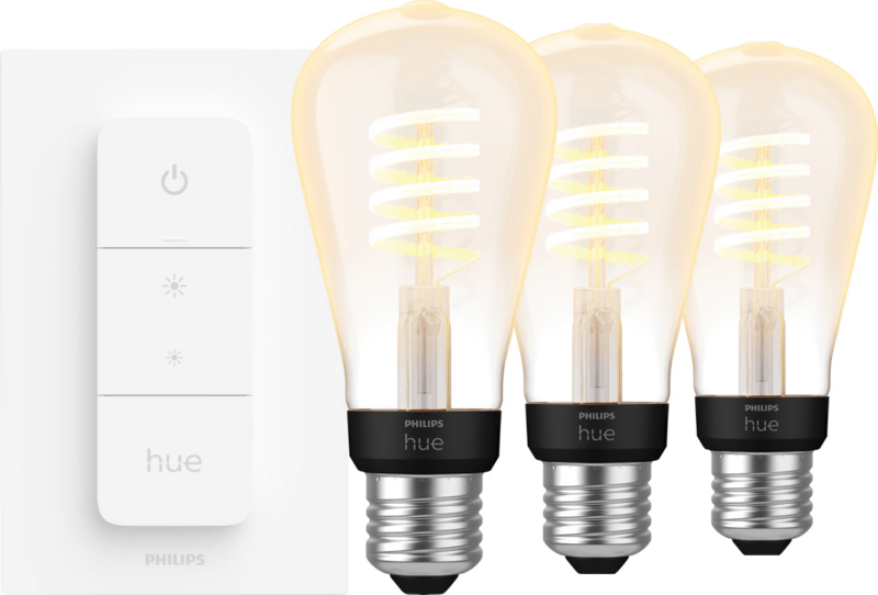 Philips Hue Filament White Ambiance Edison 3-pack + dimmer Philips Hue Filament White Ambiance Edison 3-pack + dimmer