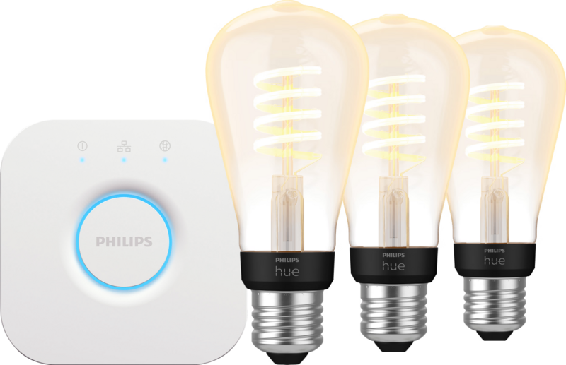 Philips Hue Filament White Ambiance Edison 3-Pack + Bridge Philips Hue Filament White Ambiance Edison 3-Pack + Bridge