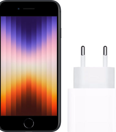 Apple iPhone SE 3 64GB Zwart + Apple Usb C Oplader 20W