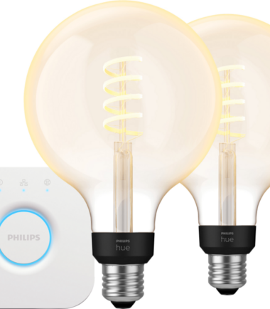 Philips Hue Filament White Ambiance Globe XL 2-Pack + Bridge