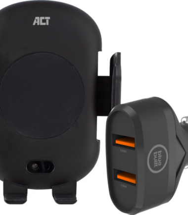 ACT Telefoonhouder Auto Luchtrooster/Dashboard met Draadloos Opladen + Oplader 18W
