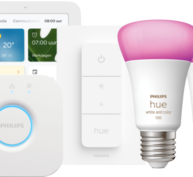 Philips Hue White and Color Starter Pack E27 3-pack + dimmer + Bridge + Google Nest Hub 2