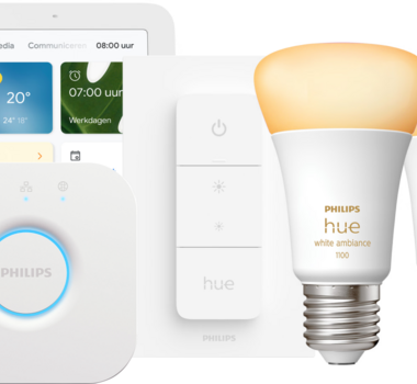 Philips Hue White Ambiance Starter Pack E27 3-pack + dimmer + Bridge + Google Nest Hub 2