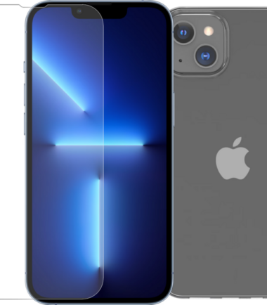 BlueBuilt Apple iPhone 14 Screenprotector Glas + BlueBuilt Soft Case Back Cover
