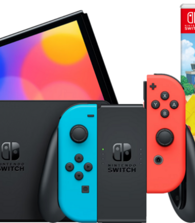 Nintendo Switch OLED Rood/Blauw + Animal Crossing New Horizons