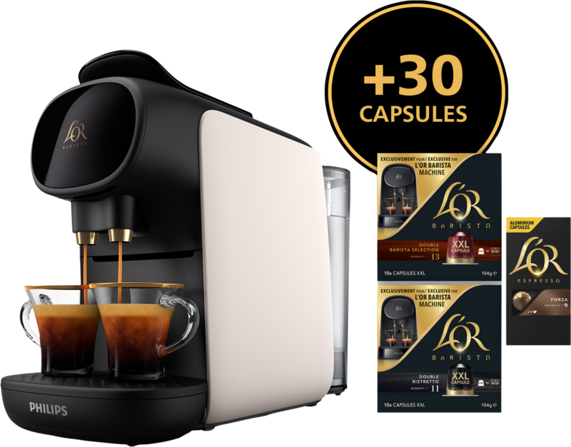 Philips L'OR Barista Sublime LM9012/03 Wit met 30 capsules Philips L'OR Barista Sublime LM9012/03 Wit met 30 capsules - L'or koffieapparaten