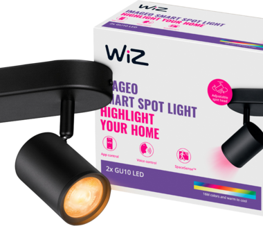 WiZ 2 spot Imageo zwart - Gekleurd en Wit licht - GU10
