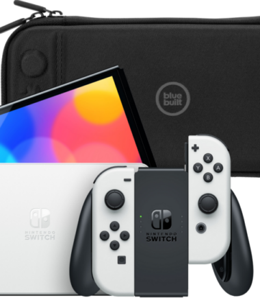 Nintendo Switch OLED Wit + BlueBuilt Beschermhoes