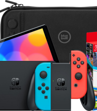 Nintendo Switch OLED Blauw/Rood + Nintendo Switch Sports + BlueBuilt Beschermhoes