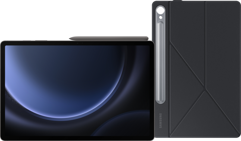 Samsung Galaxy Tab S9 FE Plus 128GB Wifi Grijs + Book Case Zwart Samsung Galaxy Tab S9 FE Plus 128GB Wifi Grijs + Book Case Zwart