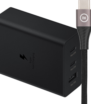 Samsung Oplader met 3 Usb Poorten 65W Zwart + Usb C Kabel Nylon Zwart 1