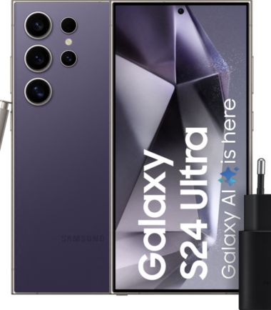 Samsung Galaxy S24 Ultra 256GB Paars 5G + Samsung Snellader 25 Watt Zwart