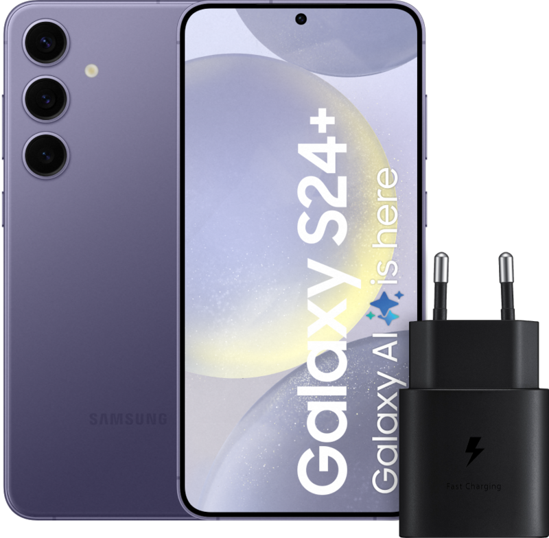 Samsung Galaxy S24 Plus 512GB Paars 5G + Samsung Snellader 25 Watt Zwart Samsung Galaxy S24 Plus 512GB Paars 5G + Samsung Snellader 25 Watt Zwart