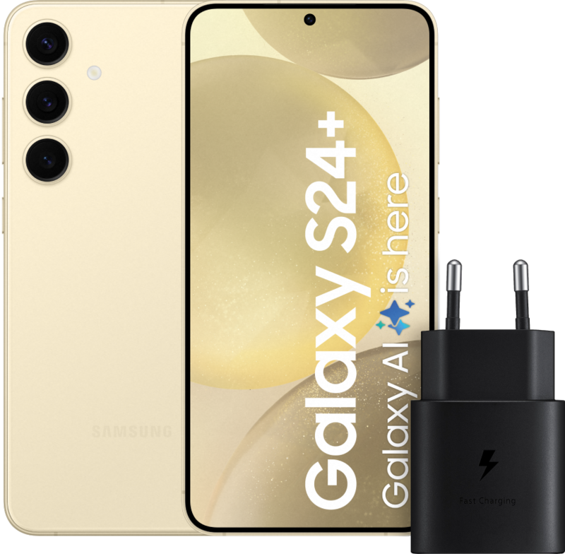 Samsung Galaxy S24 Plus 256GB Geel 5G + Samsung Snellader 25 Watt Zwart Samsung Galaxy S24 Plus 256GB Geel 5G + Samsung Snellader 25 Watt Zwart