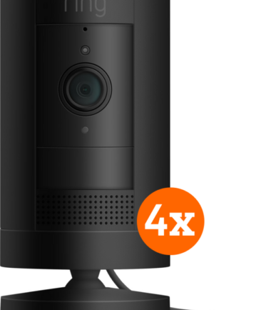 Ring Stick Up Cam Plug-In - Zwart 4-pack