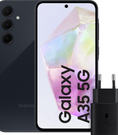 Samsung Galaxy A35 128GB Donker Blauw + Samsung 25 Watt Snellader Zwart