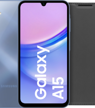 Samsung Galaxy A15 128GB Blauw 4G + BlueBuilt Book Case Zwart