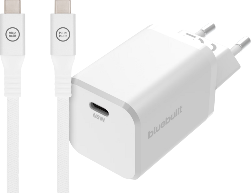 BlueBuilt Power Delivery Universele Oplader 65W + usb C oplaadkabel (2m) Wit BlueBuilt Power Delivery Universele Oplader 65W + usb C oplaadkabel (2m) Wit