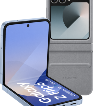 Samsung Galaxy Z Flip 6 256GB Blauw 5G + Samsung Back Cover Kunstleer Grijs