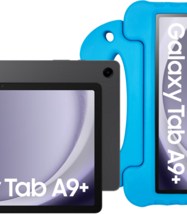 Samsung Galaxy Tab A9 Plus 11 inch 128GB Wifi en 5G Grijs + BlueBuilt Kids Cover Blauw